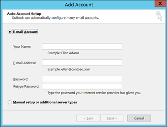add email account to outlook that uses cac